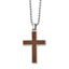 Stainless Steel Polished w/Carbon Fiber & Wood Inlay Reversible Necklace