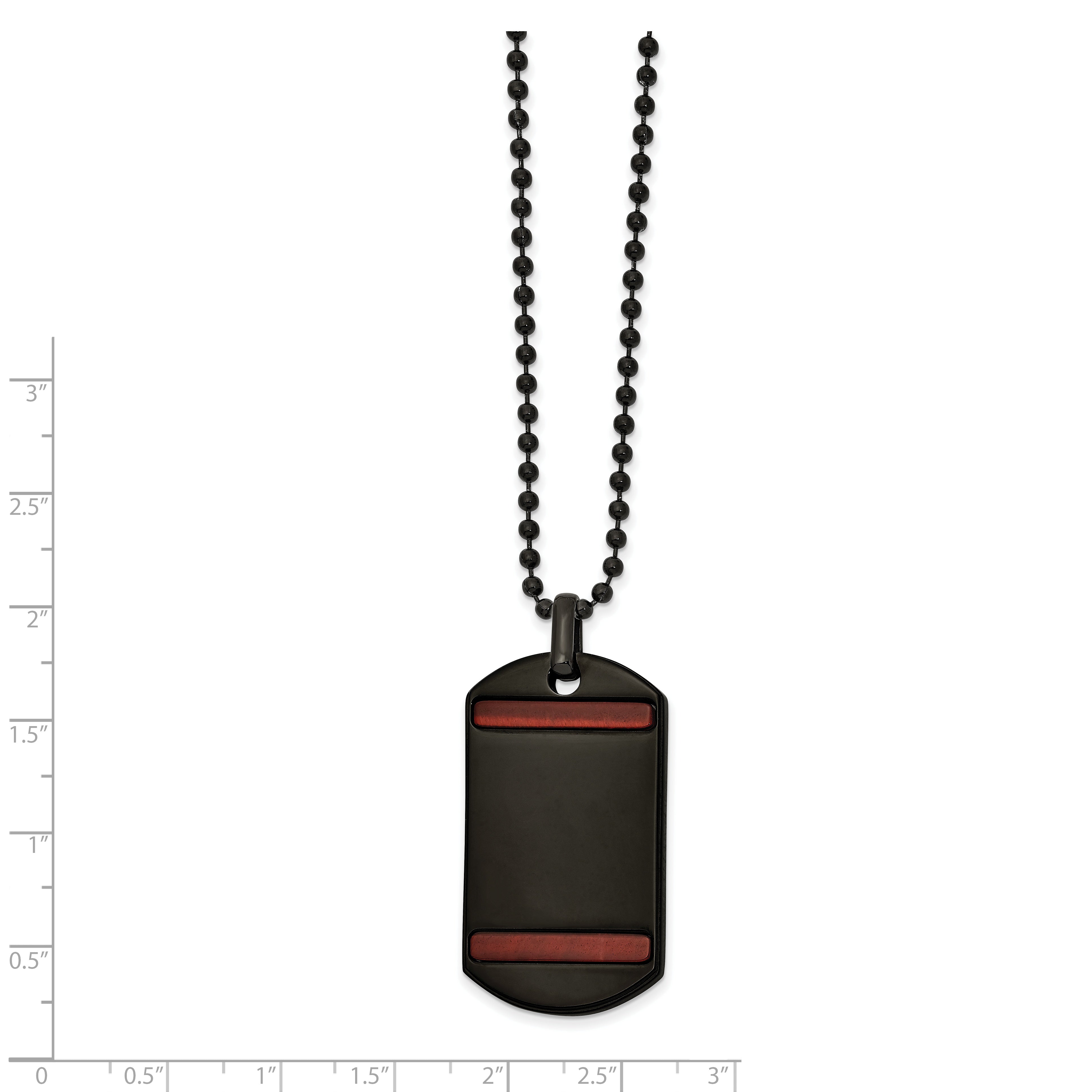 Chisel Stainless Steel Polished Black IP-plated with Tiger's Eye Dog Tag on a 22 inch Ball Chain Necklace Secondary image