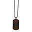 Chisel Stainless Steel Polished Black IP-plated with Tiger's Eye Dog Tag on a 22 inch Ball Chain Necklace