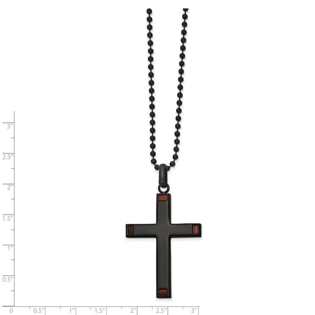 Tiger's Eye Cross Pendant in Black IP Stainless Steel