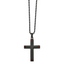 Chisel Stainless Steel Polished Black IP-plated with Tiger's Eye Cross Pendant on a 22 inch Ball Chain Necklace