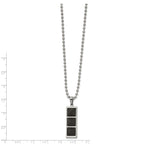 Stainless Steel Brushed & Polished Solid Black Carbon Fiber 22in Necklace