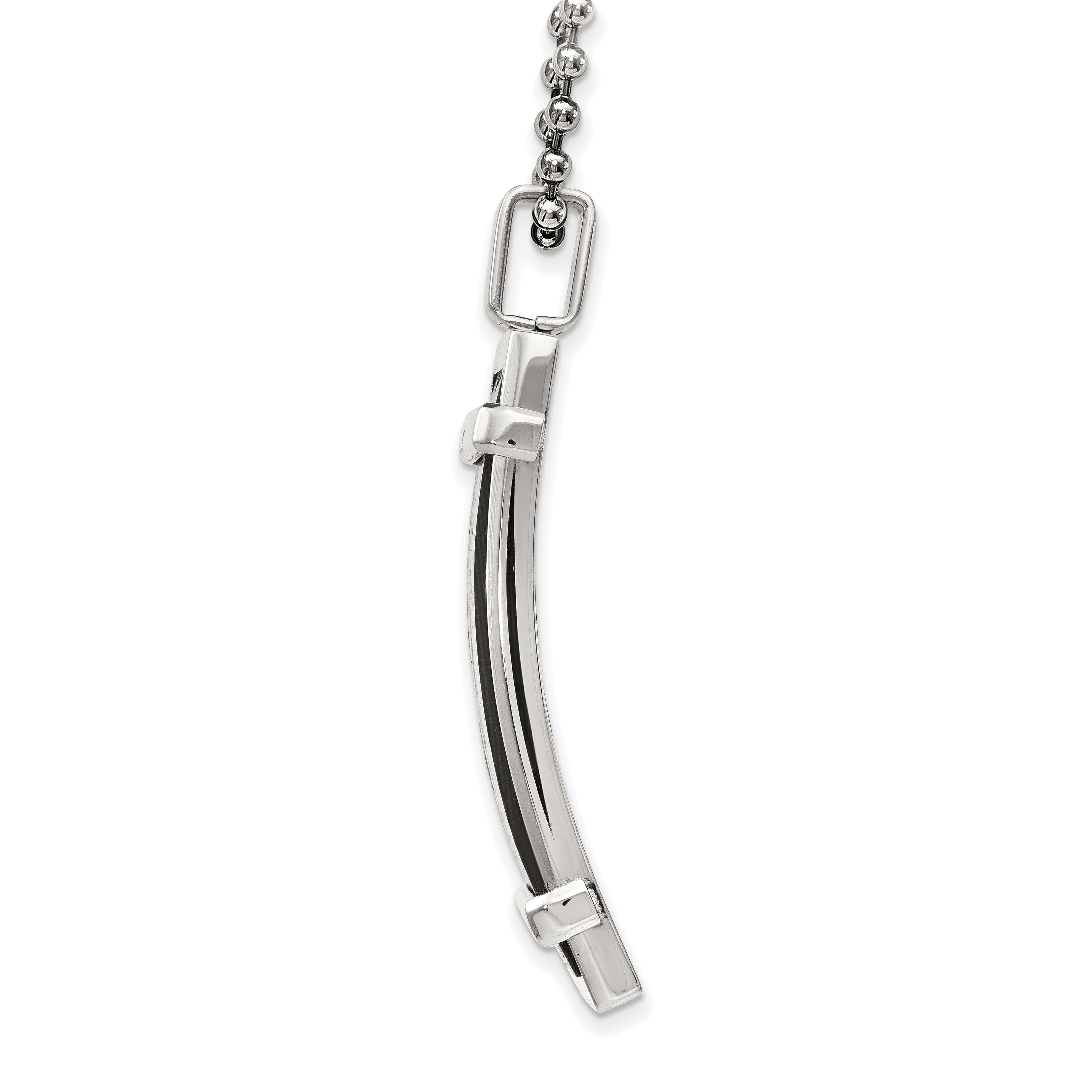 Stainless Steel 22in Polished Curved Solid Black Carbon Fiber Inlay Neckla Secondary image