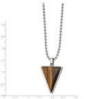 Tiger's Eye Triangle Pendant Necklace in Stainless Steel