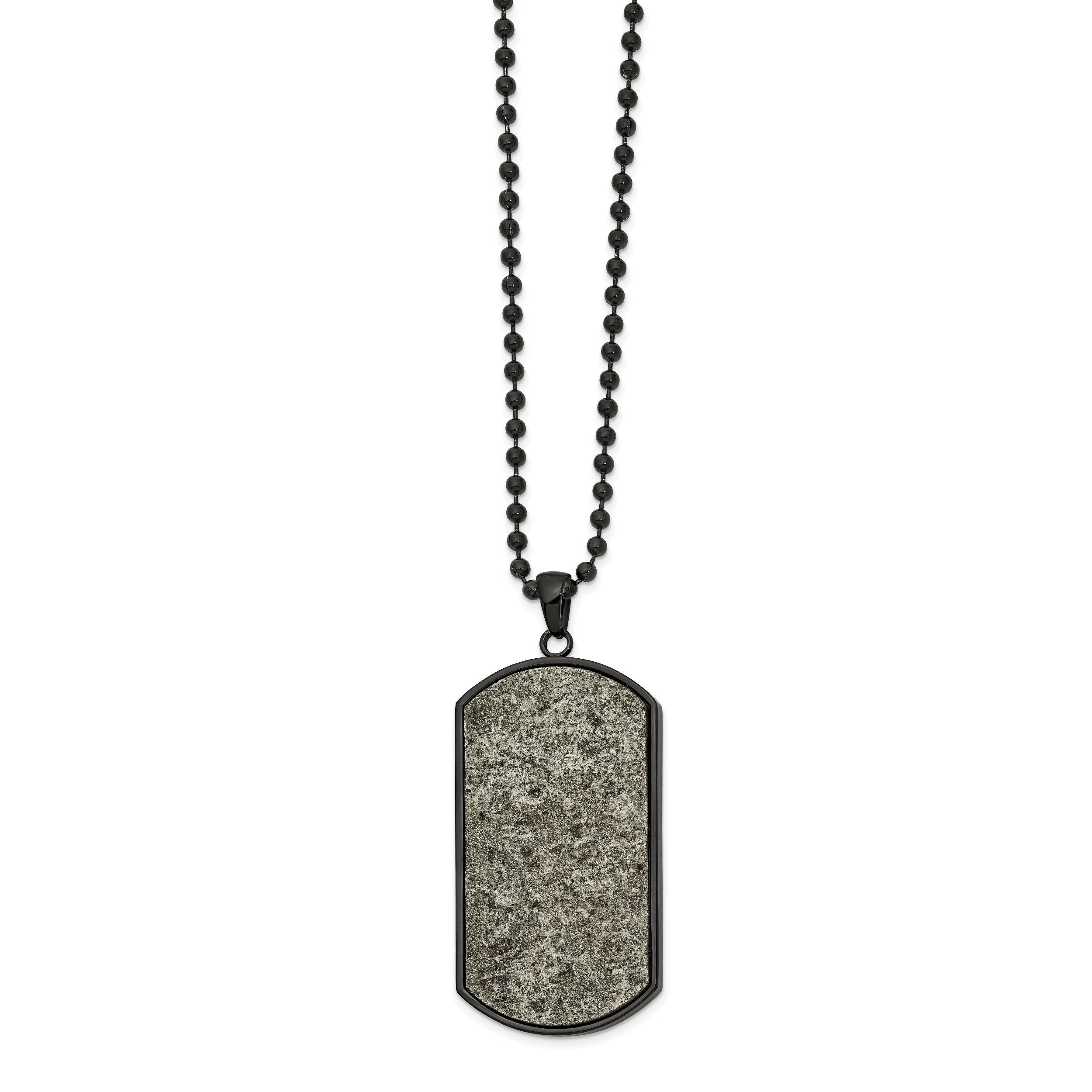 Chisel Stainless Steel Polished Black IP-plated with Sedimentary Rock Dog Tag on a 24 inch Ball Chain Necklace Main image