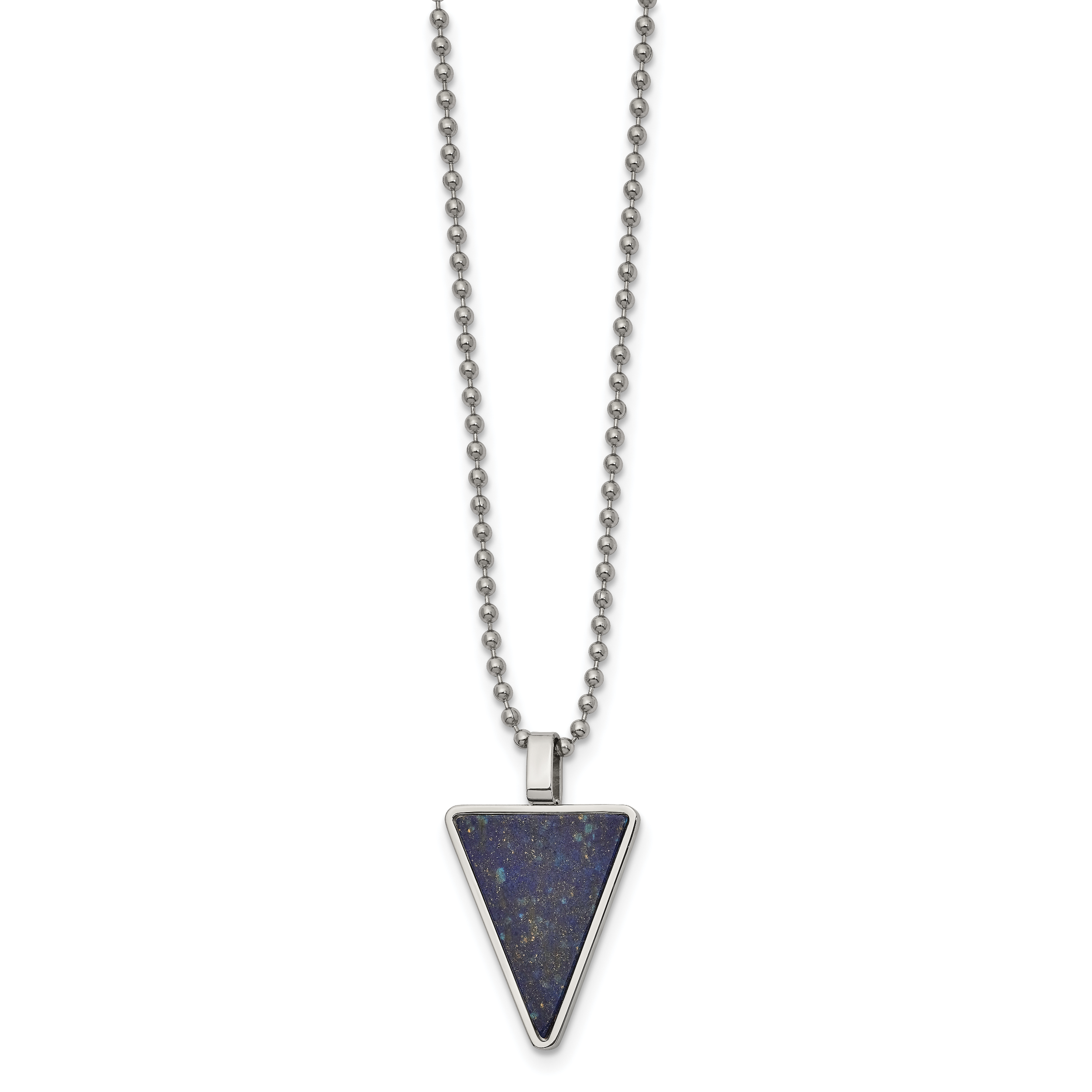Lapis Triangle Pendant Necklace in Stainless Steel Secondary image