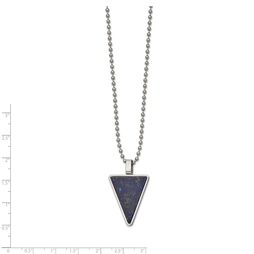 Lapis Triangle Pendant Necklace in Stainless Steel