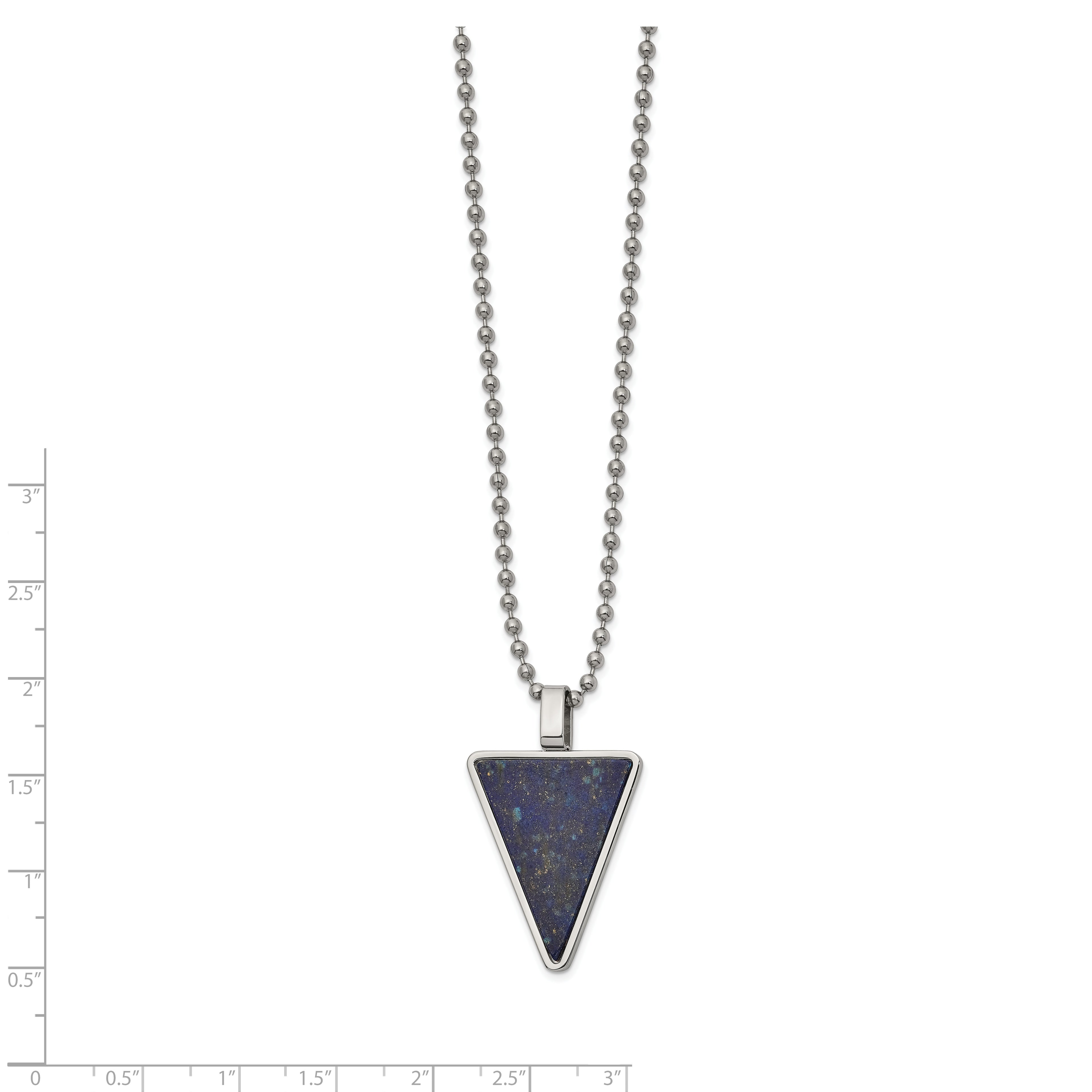 Lapis Triangle Pendant Necklace in Stainless Steel