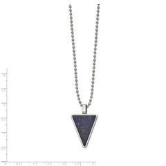 Chisel Stainless Steel Polished with Lapis Triangle Pendant on a 22 inch Ball Chain Necklace