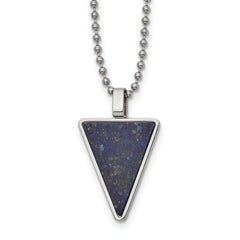 Chisel Stainless Steel Polished with Lapis Triangle Pendant on a 22 inch Ball Chain Necklace