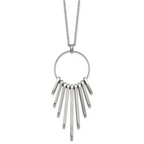 Chisel Stainless Steel Polished Circle with Bars Pendant on a 20 inch Cable Chain Necklace