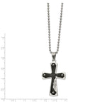 Laser-Cut Jesus Cross Necklace in Black IP-Plated Stainless Steel