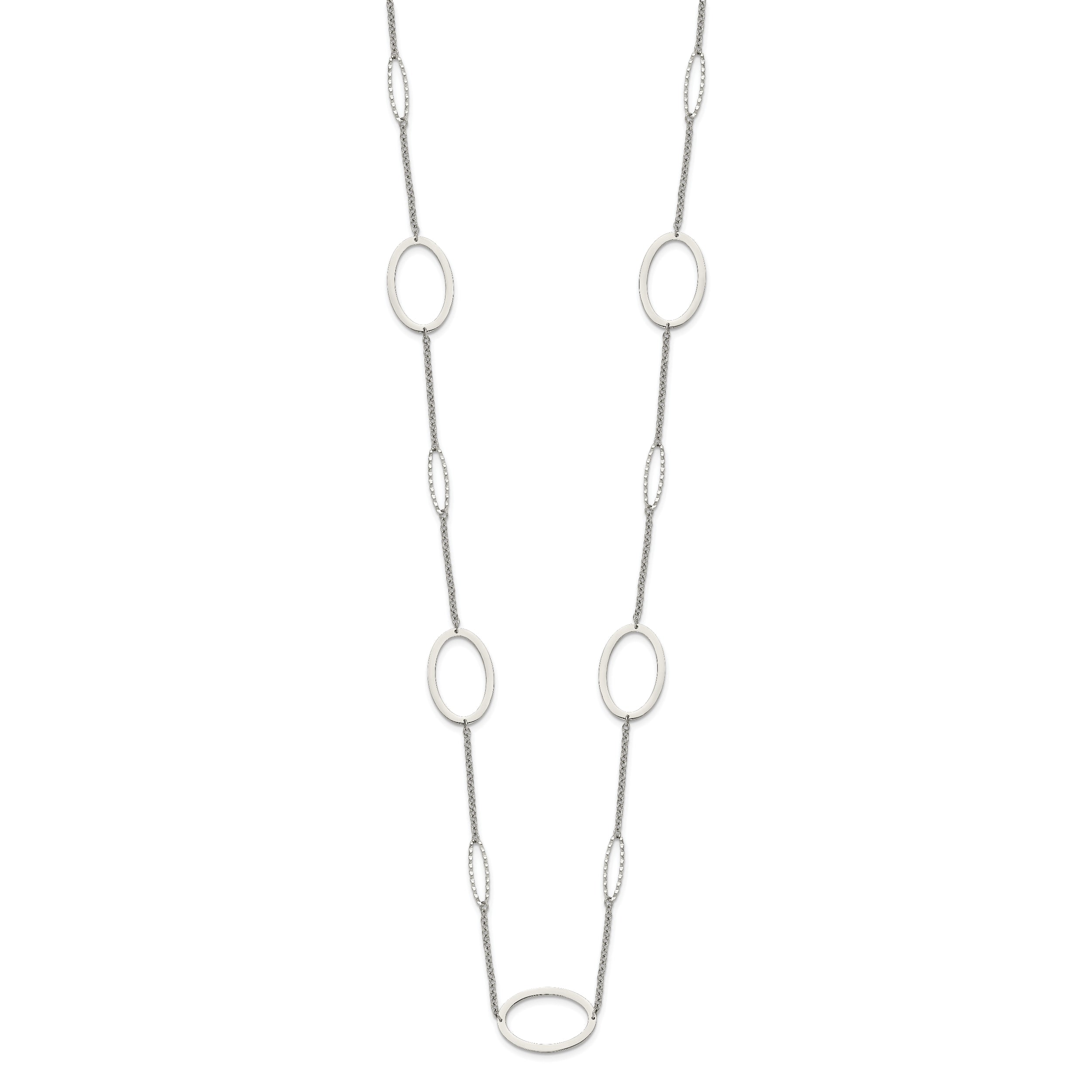 Chisel Stainless Steel Polished Fancy Oval Link 38 inch Necklace