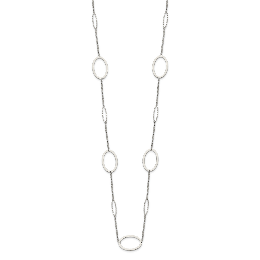 Chisel Stainless Steel Polished Fancy Oval Link 38 inch Necklace