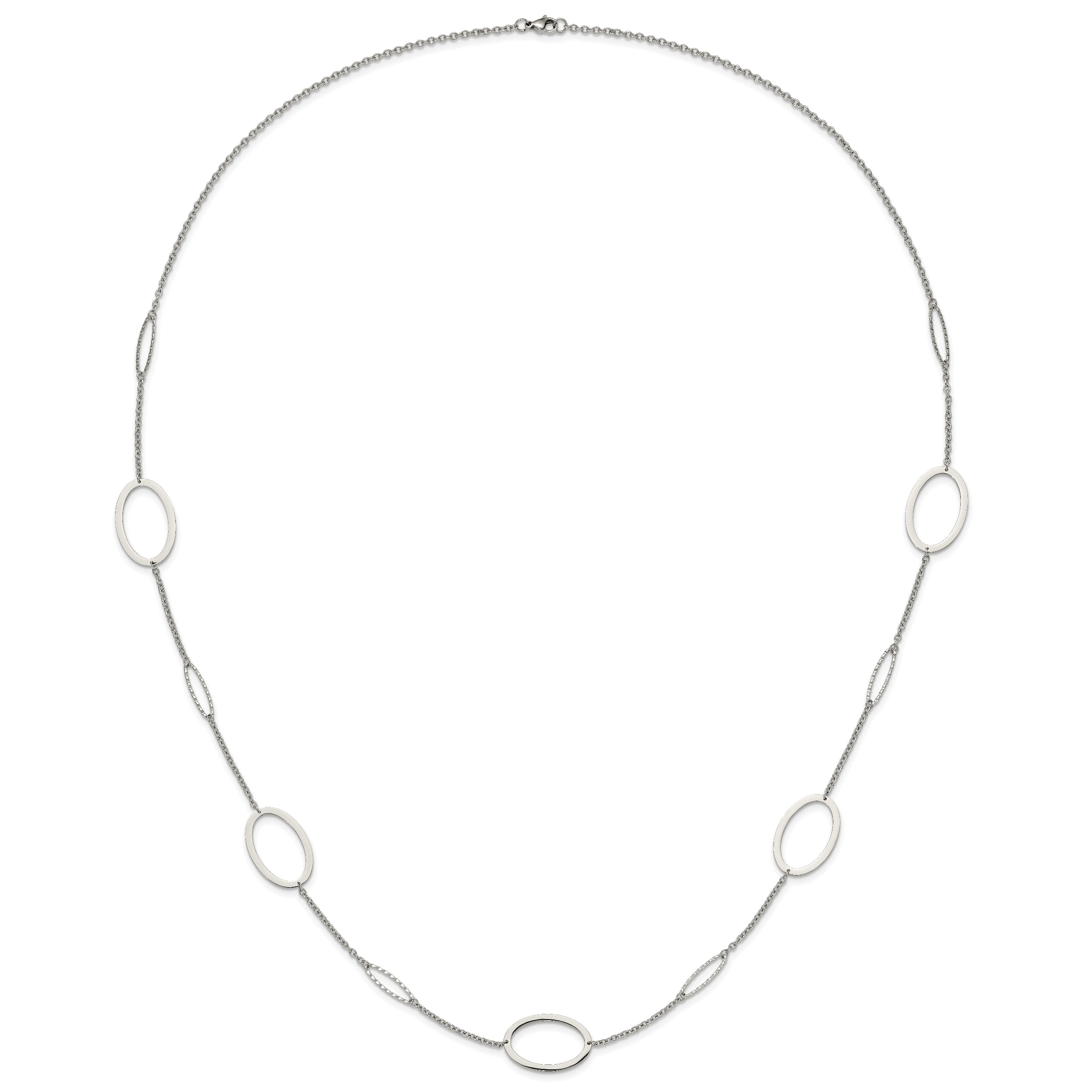 Chisel Stainless Steel Polished Fancy Oval Link 38 inch Necklace