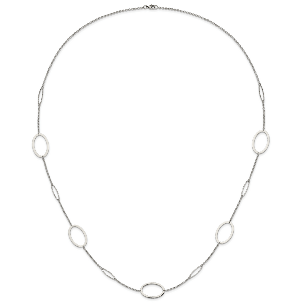 Chisel Stainless Steel Polished Fancy Oval Link 38 inch Necklace