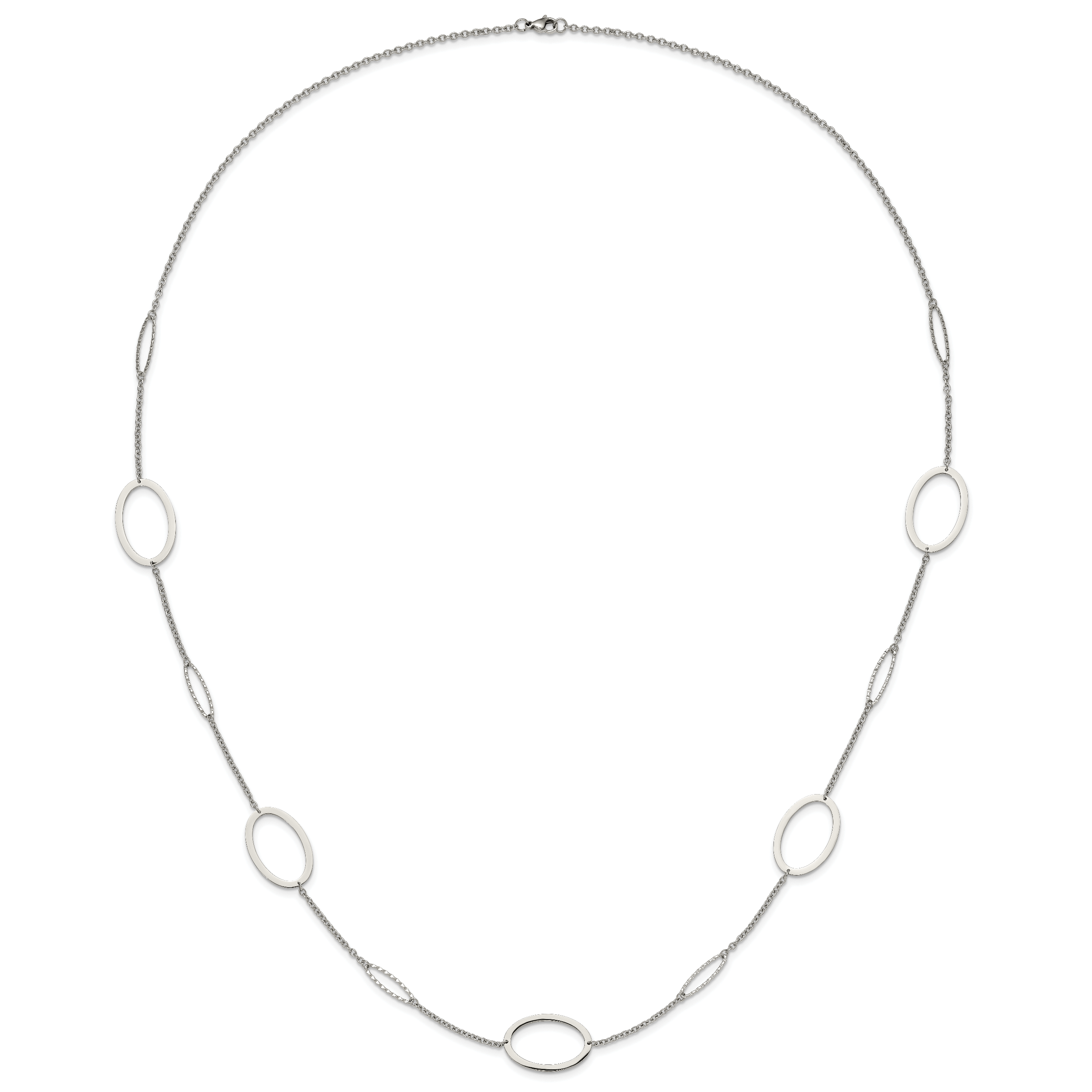 Chisel Stainless Steel Polished Fancy Oval Link 38 inch Necklace