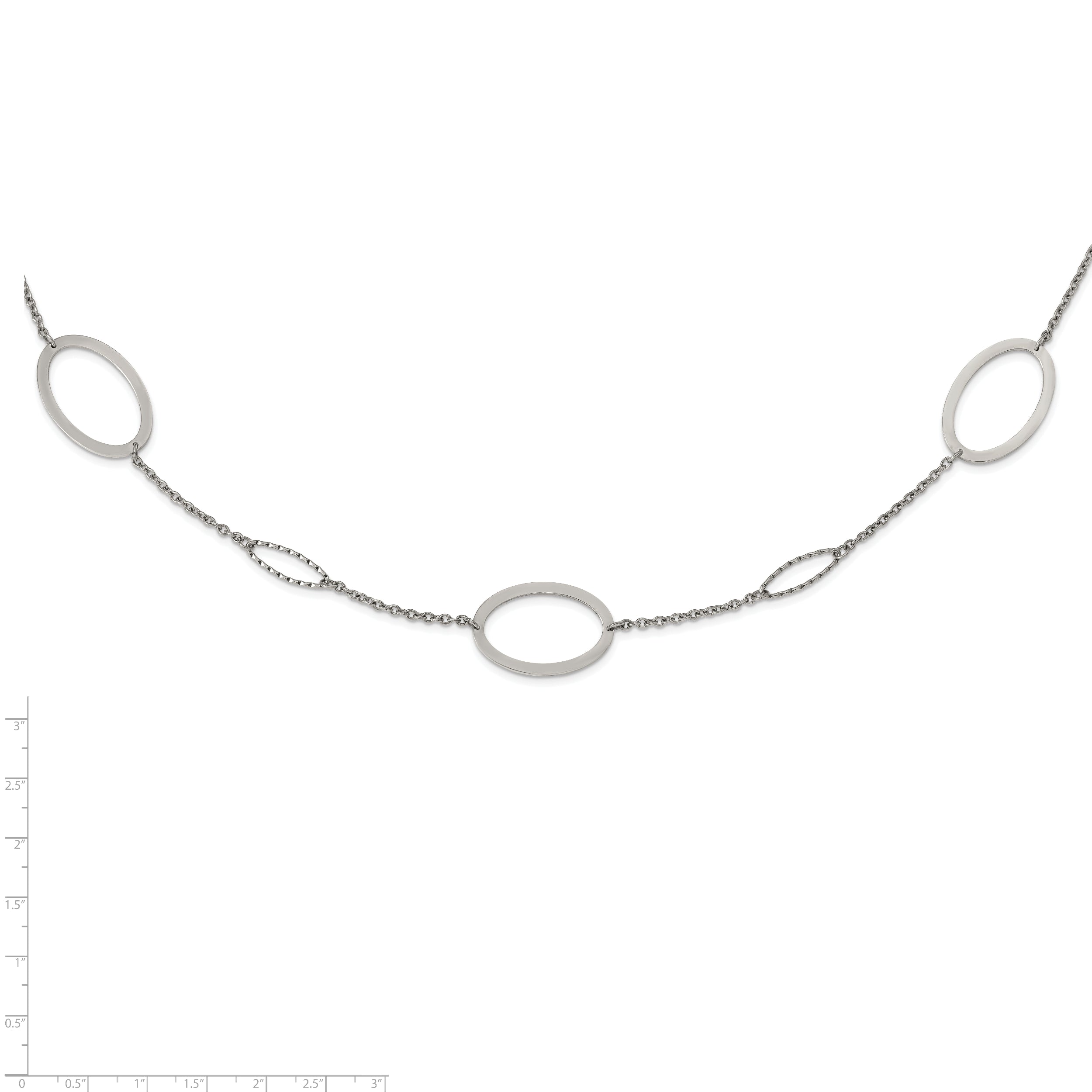 Chisel Stainless Steel Polished Fancy Oval Link 38 inch Necklace