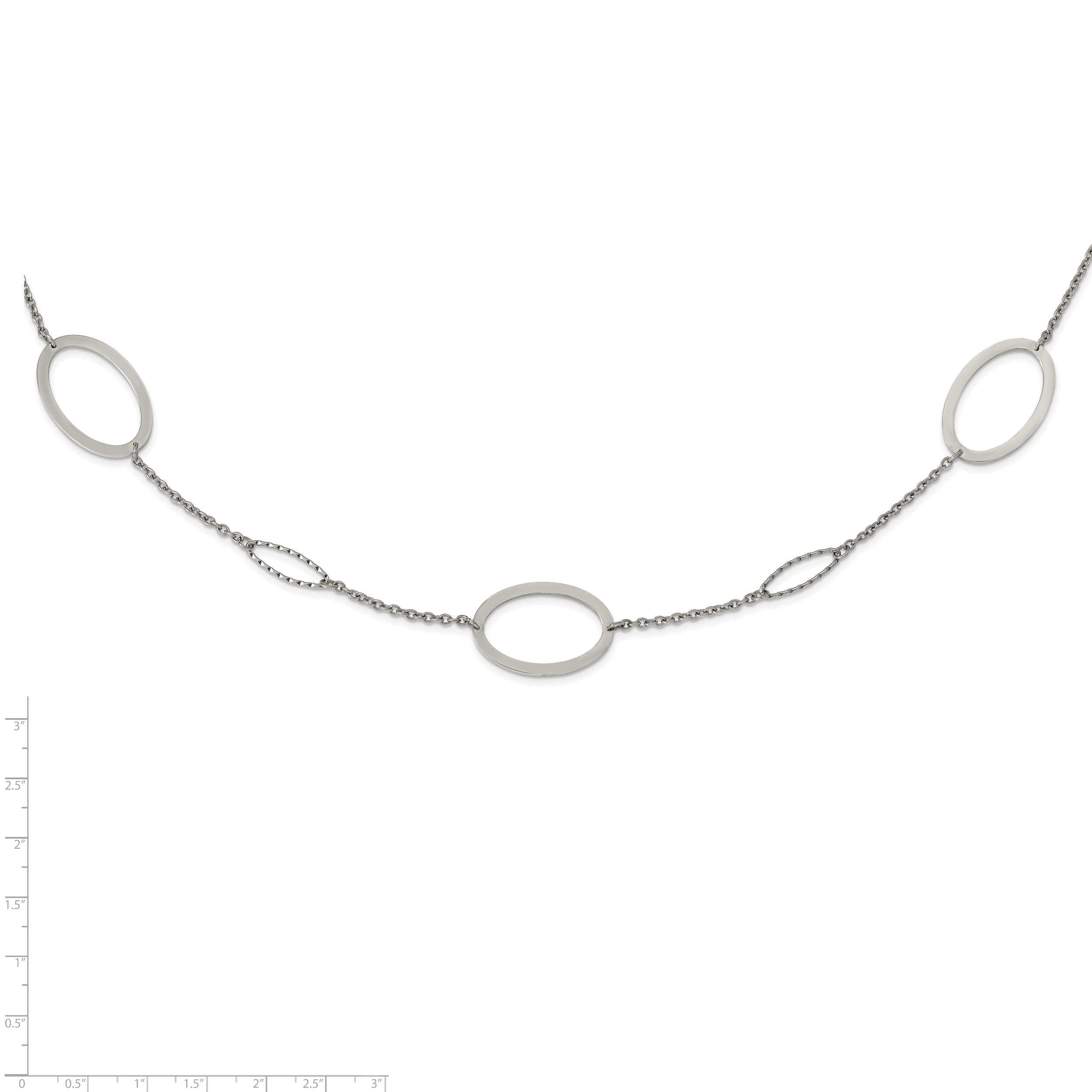 Chisel Stainless Steel Polished Fancy Oval Link 38 inch Necklace