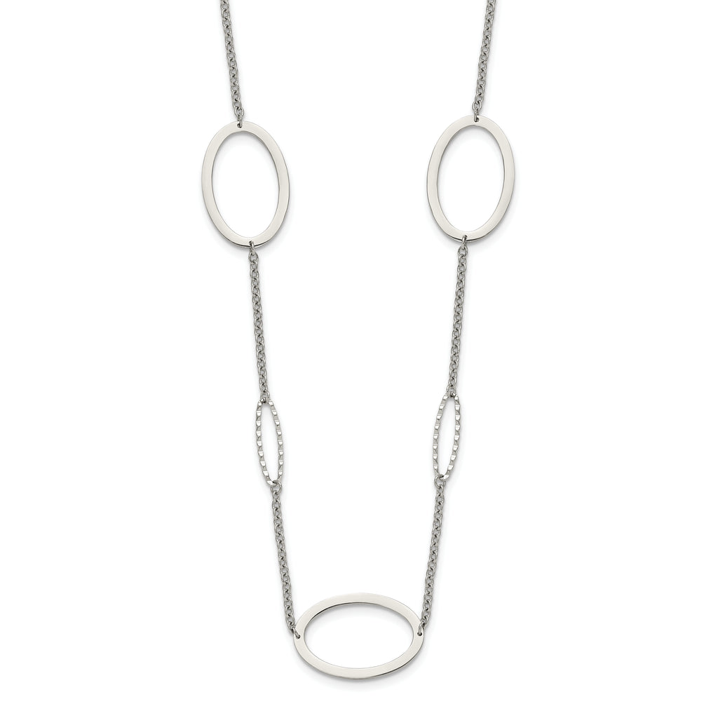Chisel Stainless Steel Polished Fancy Oval Link 38 inch Necklace