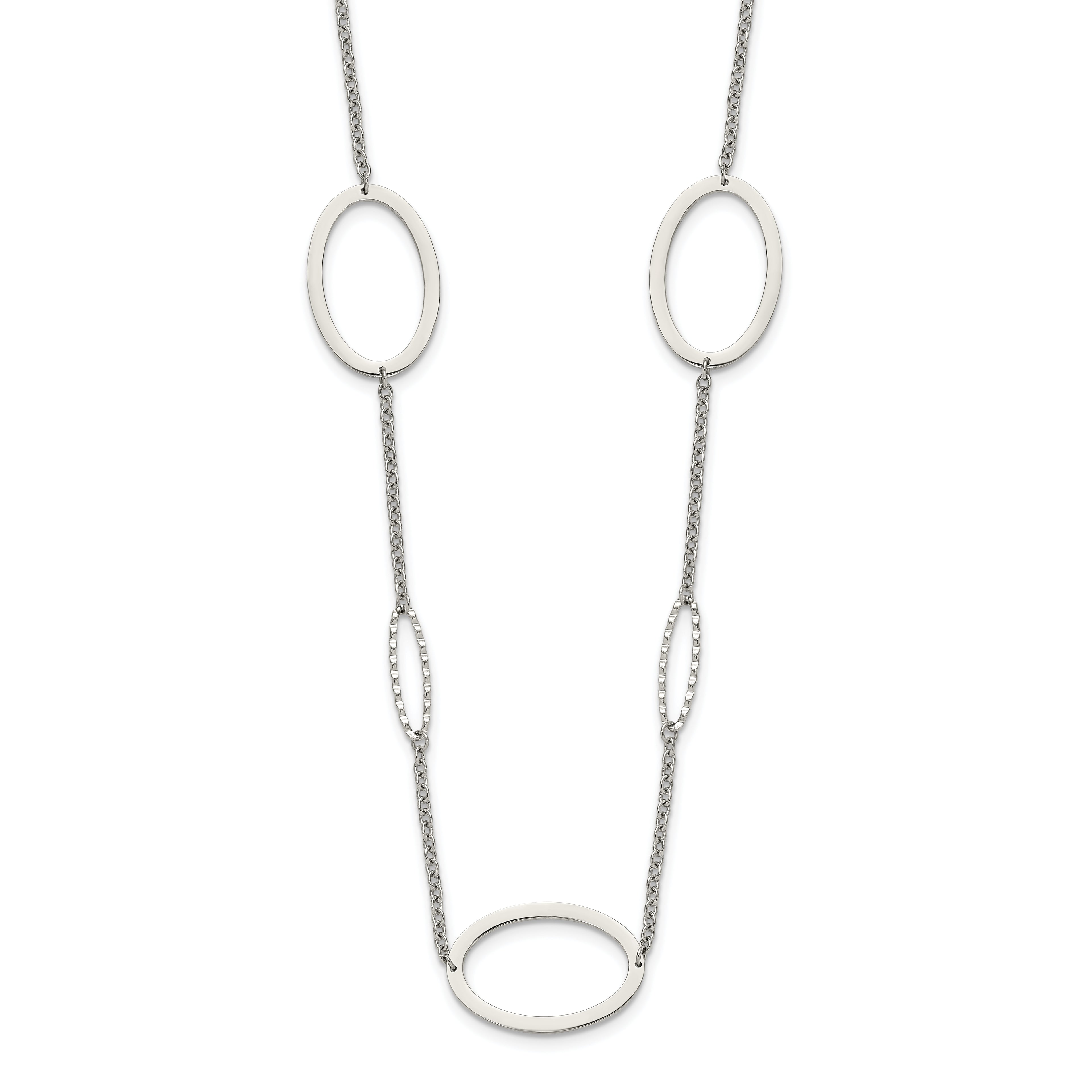 Chisel Stainless Steel Polished Fancy Oval Link 38 inch Necklace