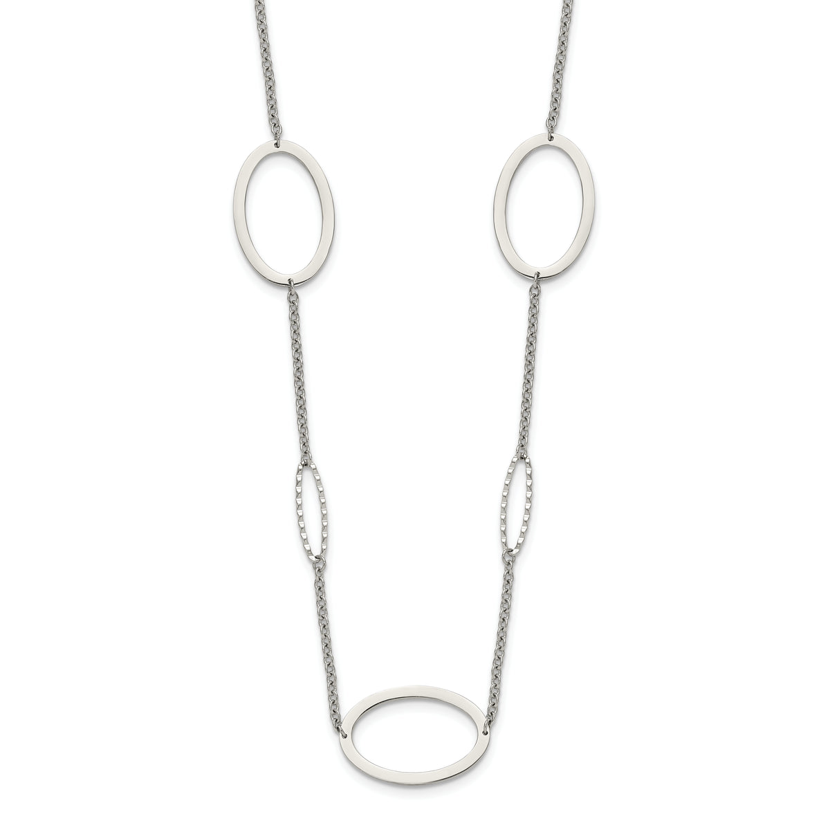Chisel Stainless Steel Polished Fancy Oval Link 38 inch Necklace