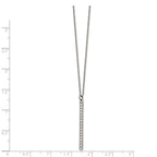 Chisel Stainless Steel Polished CZ Bar on a 16 inch Cable Chain Necklace