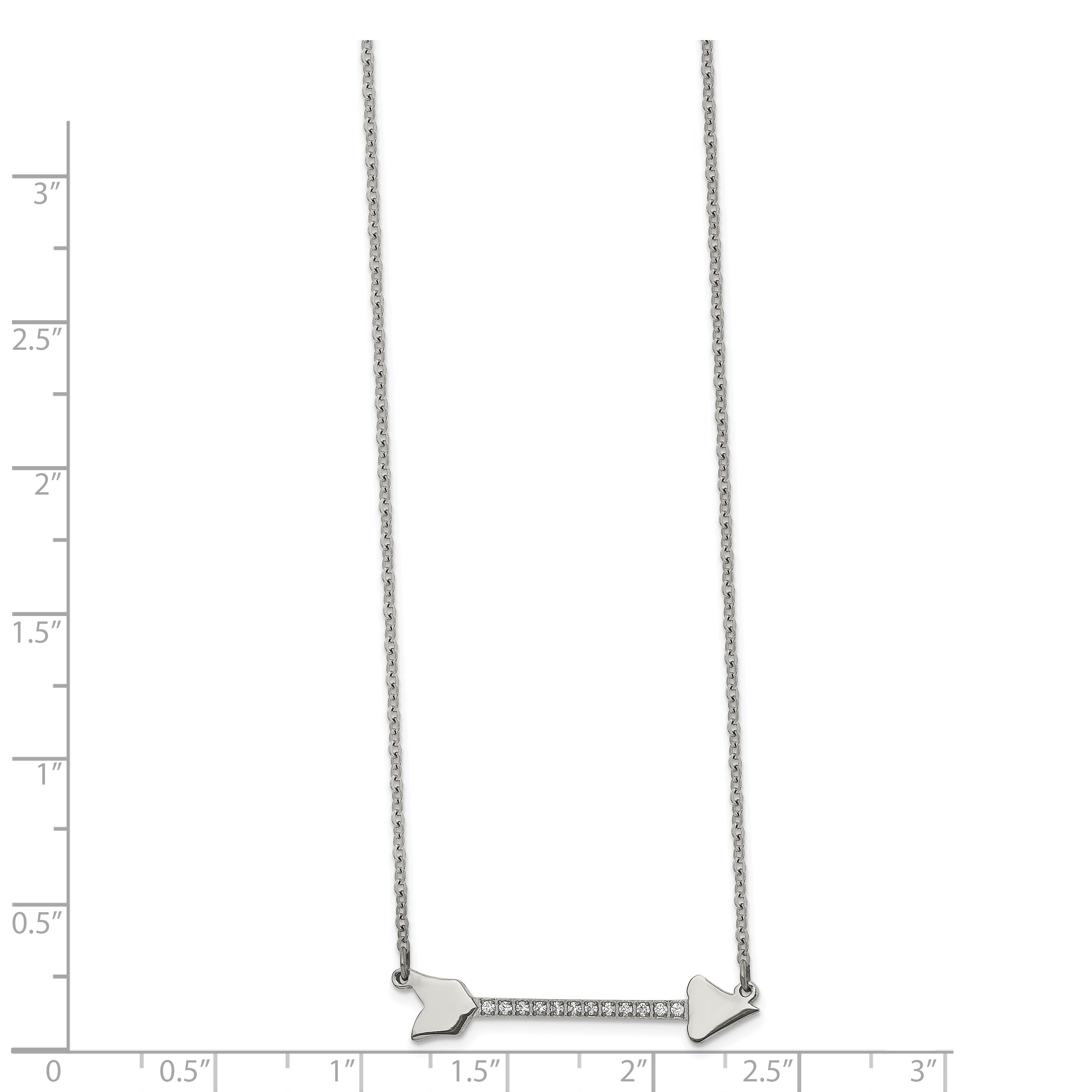 Chisel Stainless Steel Polished with CZ Arrow on a 17.5 inch Cable Chain Necklace Secondary image