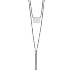 Chisel Stainless Steel Polished Two Strand Square and Bar 16.5 inch with a 2 inch Extension Necklace