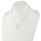 Chisel Stainless Steel Polished Square Beads on a Two Strand 17 inch Cable Chain with a 2 inch Extension Necklace