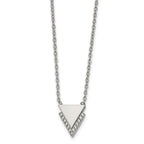 Chisel Stainless Steel Polished with CZ Double Triangles Pendant on a 16.5 inch Cable Chain Necklace