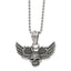 Chisel Stainless Steel Antiqued and Polished Skull with Wings Pendant on a 22 inch Ball Chain Necklace