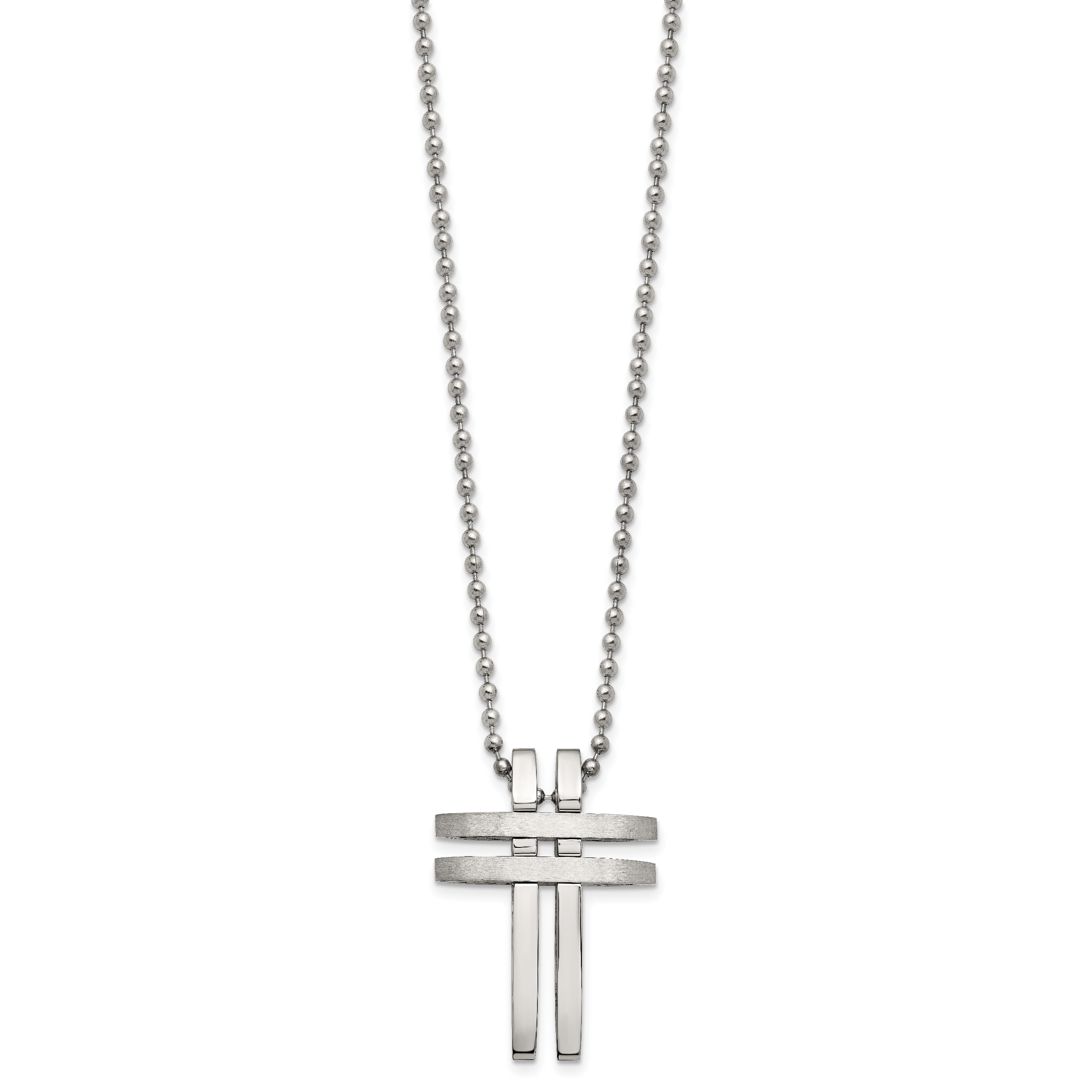 Stainless Steel Brushed and Polished 22in Cross Necklace Main image
