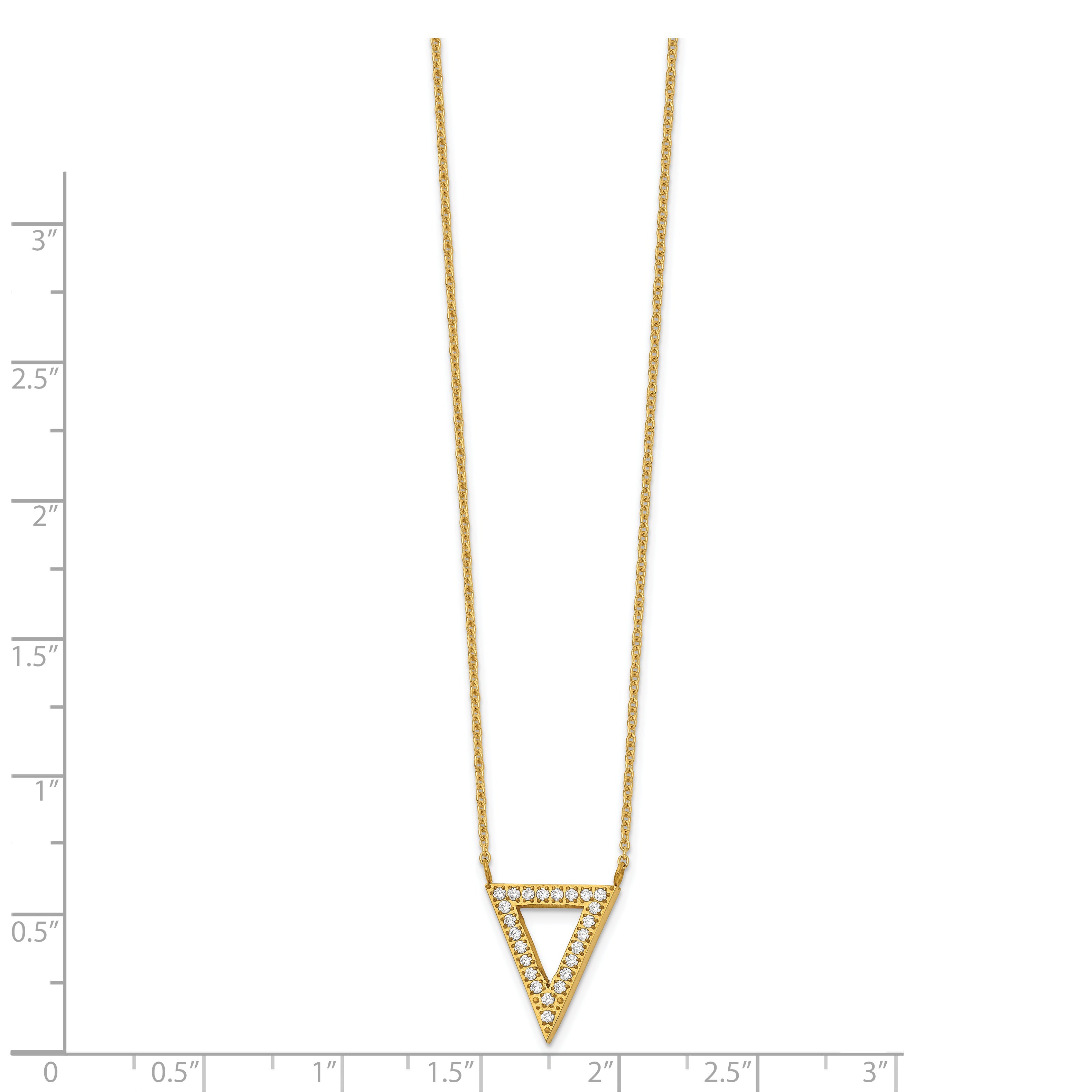 Chisel Stainless Steel Polished Yellow IP-plated CZ Triangle on a 17 inch Cable Chain with 2.5 inch Extension Necklace Secondary image
