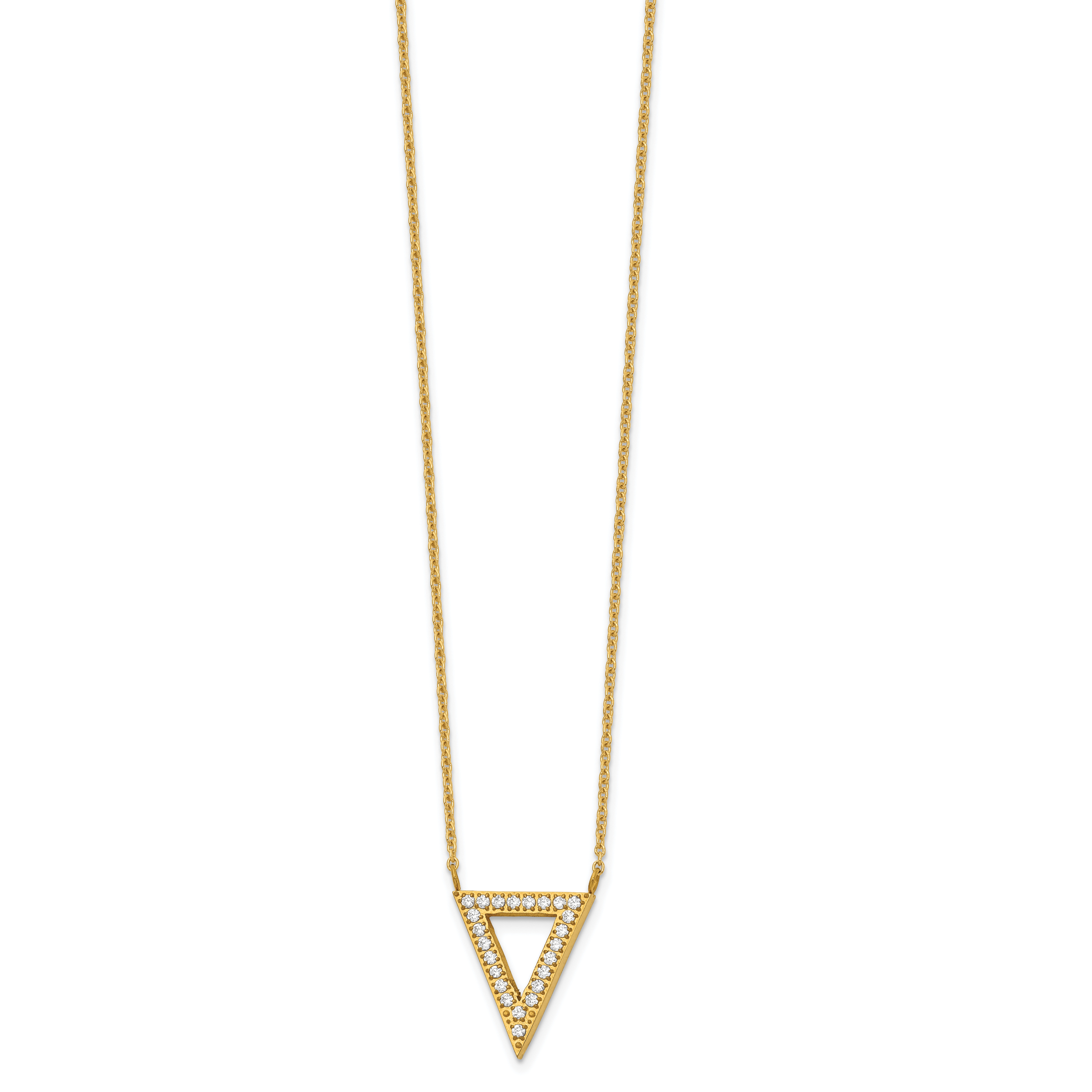 Chisel Stainless Steel Polished Yellow IP-plated CZ Triangle on a 17 inch Cable Chain with 2.5 inch Extension Necklace Main image