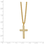 Chisel Stainless Steel Polished Yellow IP-plated CZ Cross Pendant on a 20 inch Cable Chain Necklace