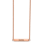 Chisel Stainless Steel Polished Rose IP-plated Enameled CZ ENJOY THE LITTLE THINGS Bar on a 16 inch Cable Chain with a 2 inch Extension Necklace