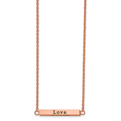 Chisel Stainless Steel Polished Rose IP-plated Enameled CZ ENJOY THE LITTLE THINGS Bar on a 16 inch Cable Chain with a 2 inch Extension Necklace