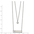 Chisel Stainless Steel Polished Star and Bar Multi Strand 15.5 inch Cable Chain with a 1.5 inch Extension Necklace