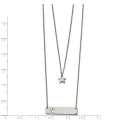 Chisel Stainless Steel Polished Star and Bar Multi Strand 15.5 inch Cable Chain with a 1.5 inch Extension Necklace
