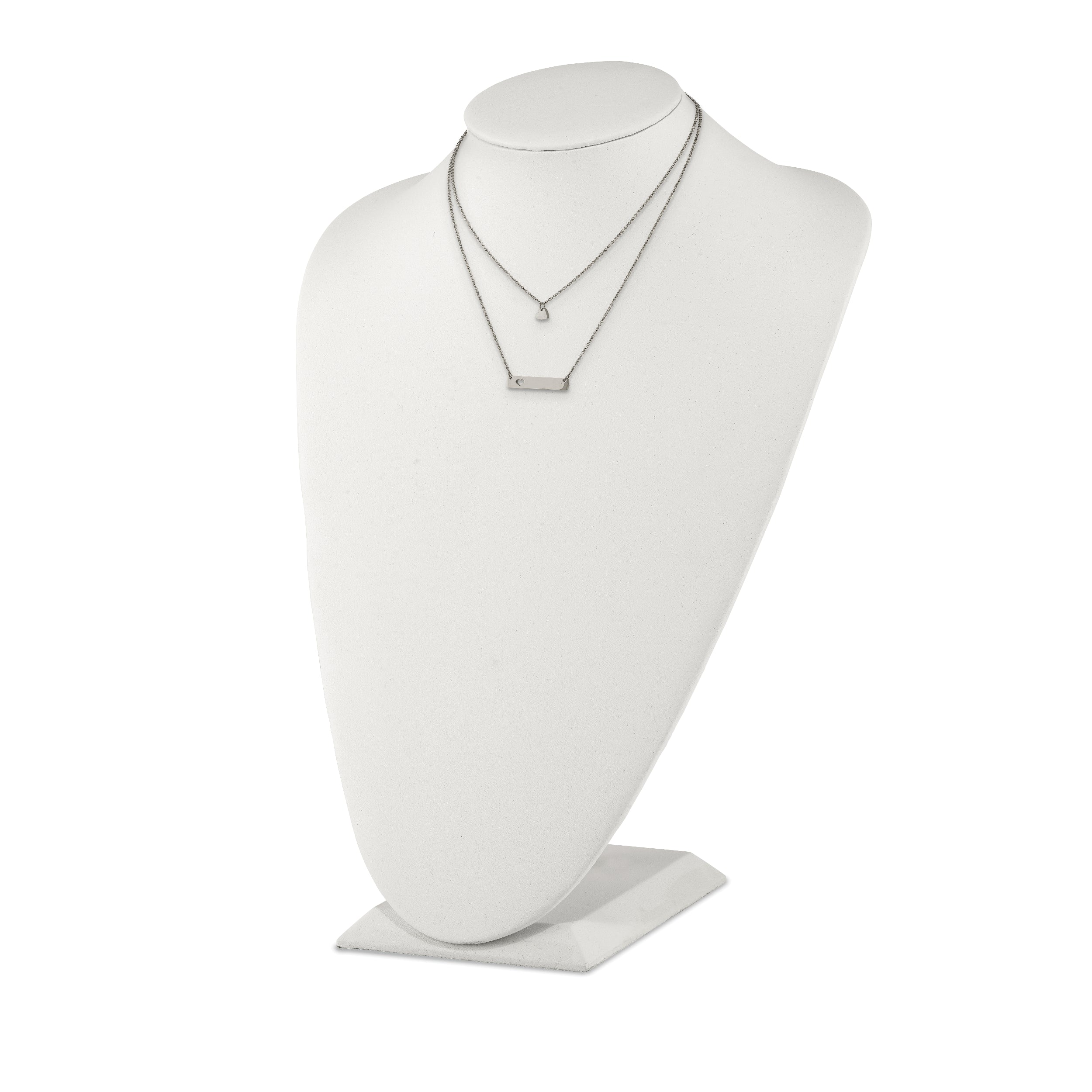 Chisel Stainless Steel Polished Heart and Bar Multi Strand 15.5 inch Cable Chain with a 1.5 inch Extension Necklace