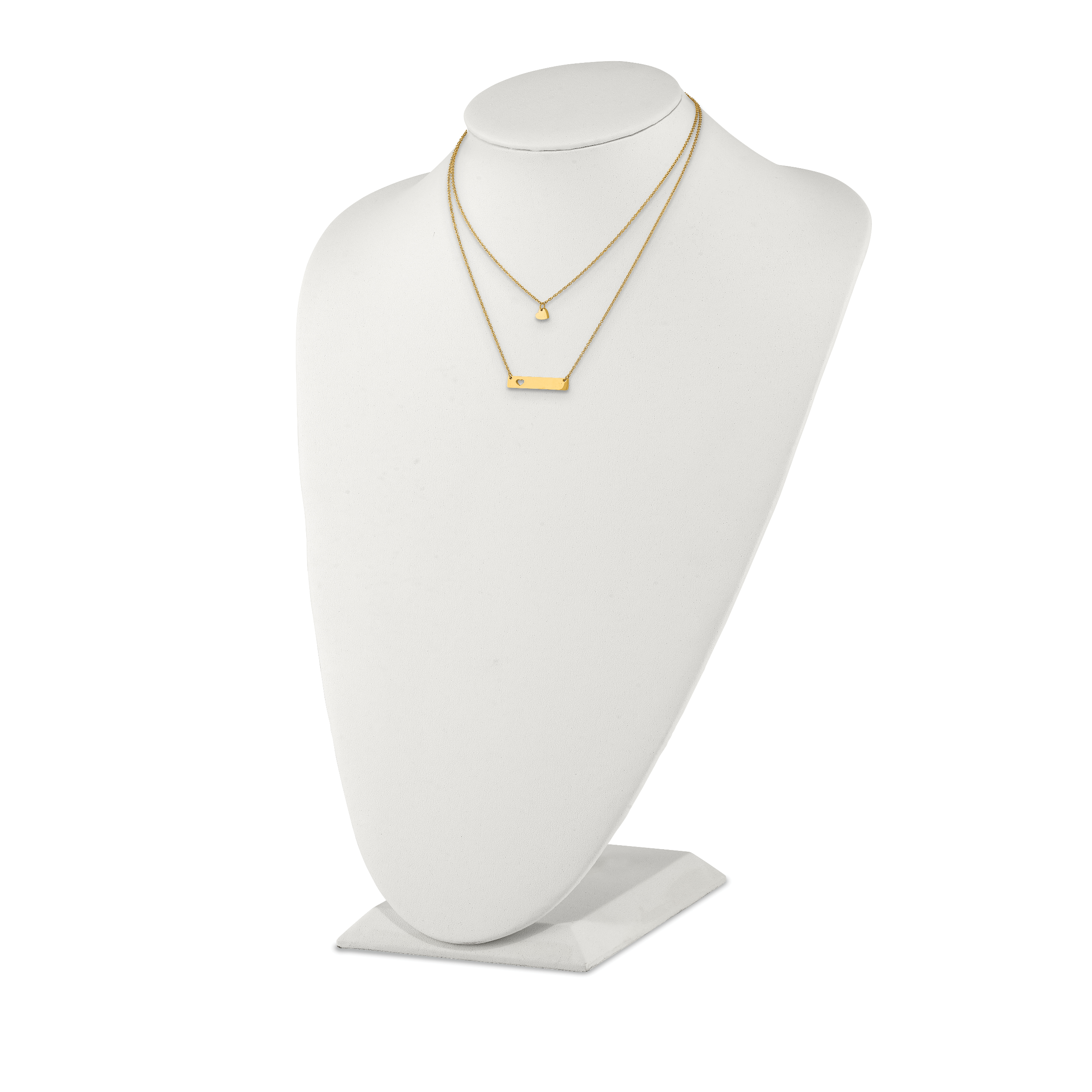 Chisel Stainless Steel Polished Yellow IP-plated Heart and Bar Multi Strand 15.5 inch Cable Chain with a 1.5 inch Extension Necklace Secondary image