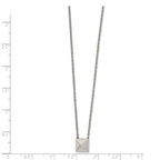 Stainless Steel Polished Pendant Square Stud 16in w/2 in ext  Necklace
