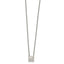 Stainless Steel Polished Pendant Square Stud 16in w/2 in ext  Necklace