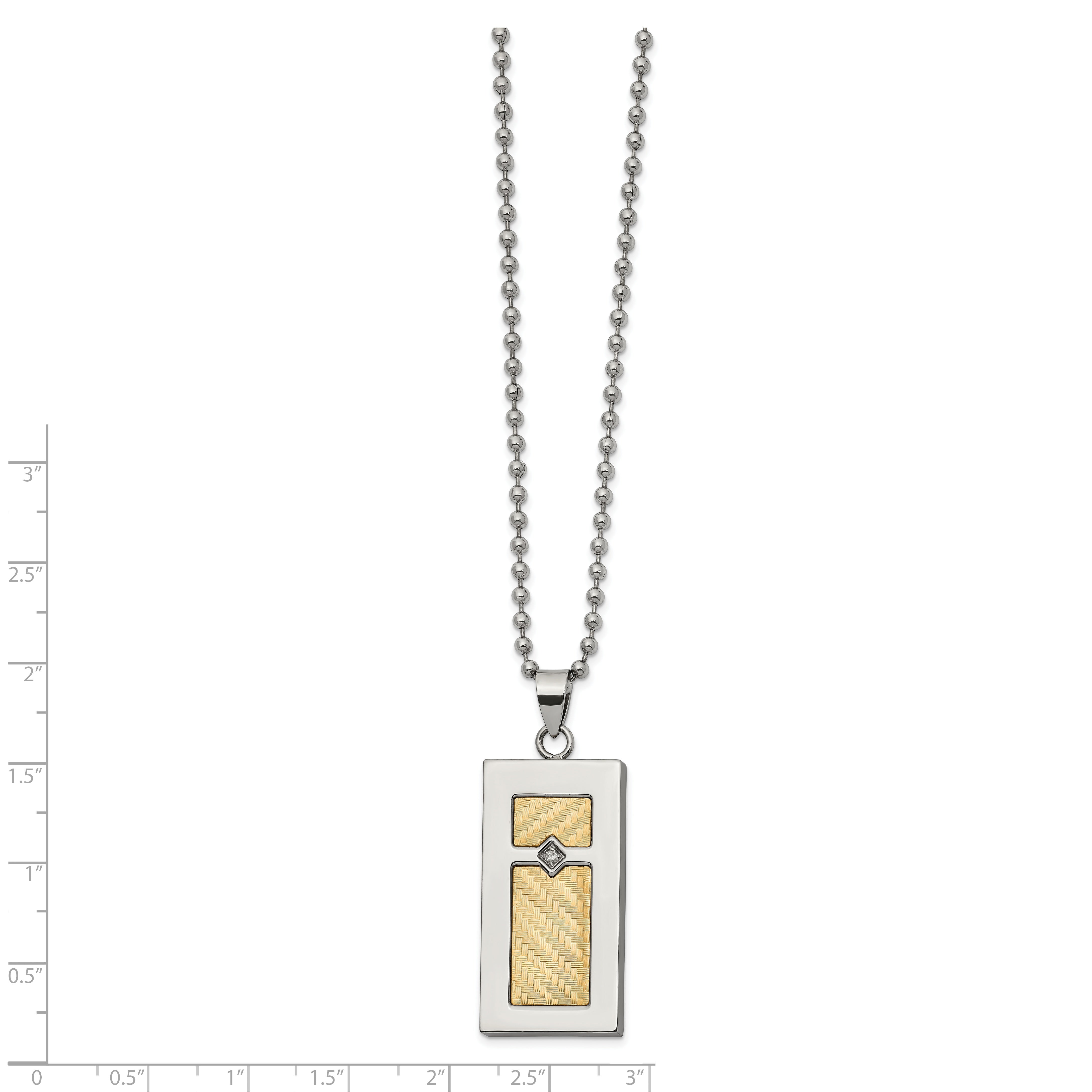 Chisel Stainless Steel Polished with 18k Gold Accent .025 carat Diamond Pendant on a 24 inch Ball Chain Necklace Secondary image