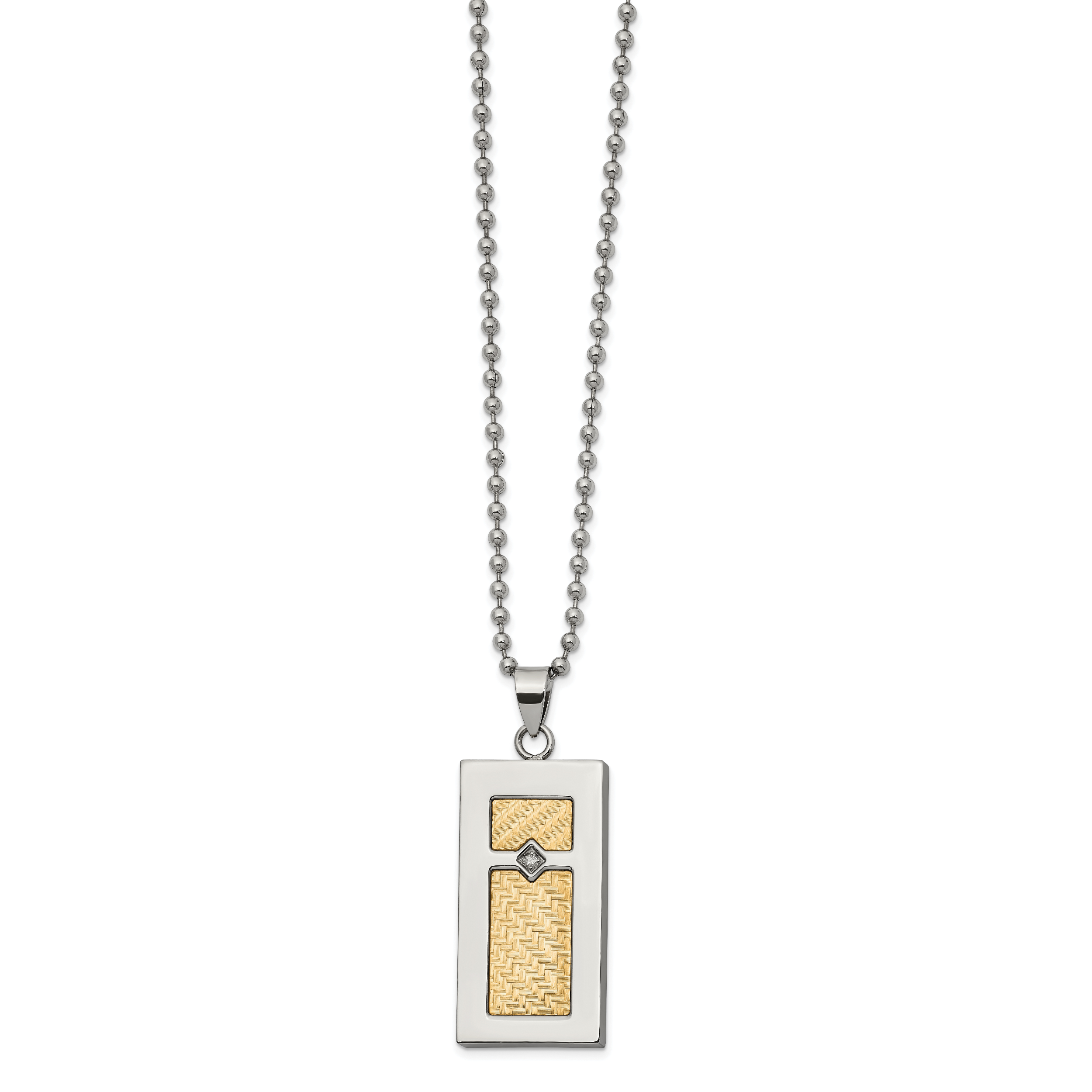 Chisel Stainless Steel Polished with 18k Gold Accent .025 carat Diamond Pendant on a 24 inch Ball Chain Necklace Main image