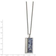Chisel Stainless Steel Brushed and Polished Black IP-plated with Blue Spot Stone on a 22 inch Rolo Chain Necklace