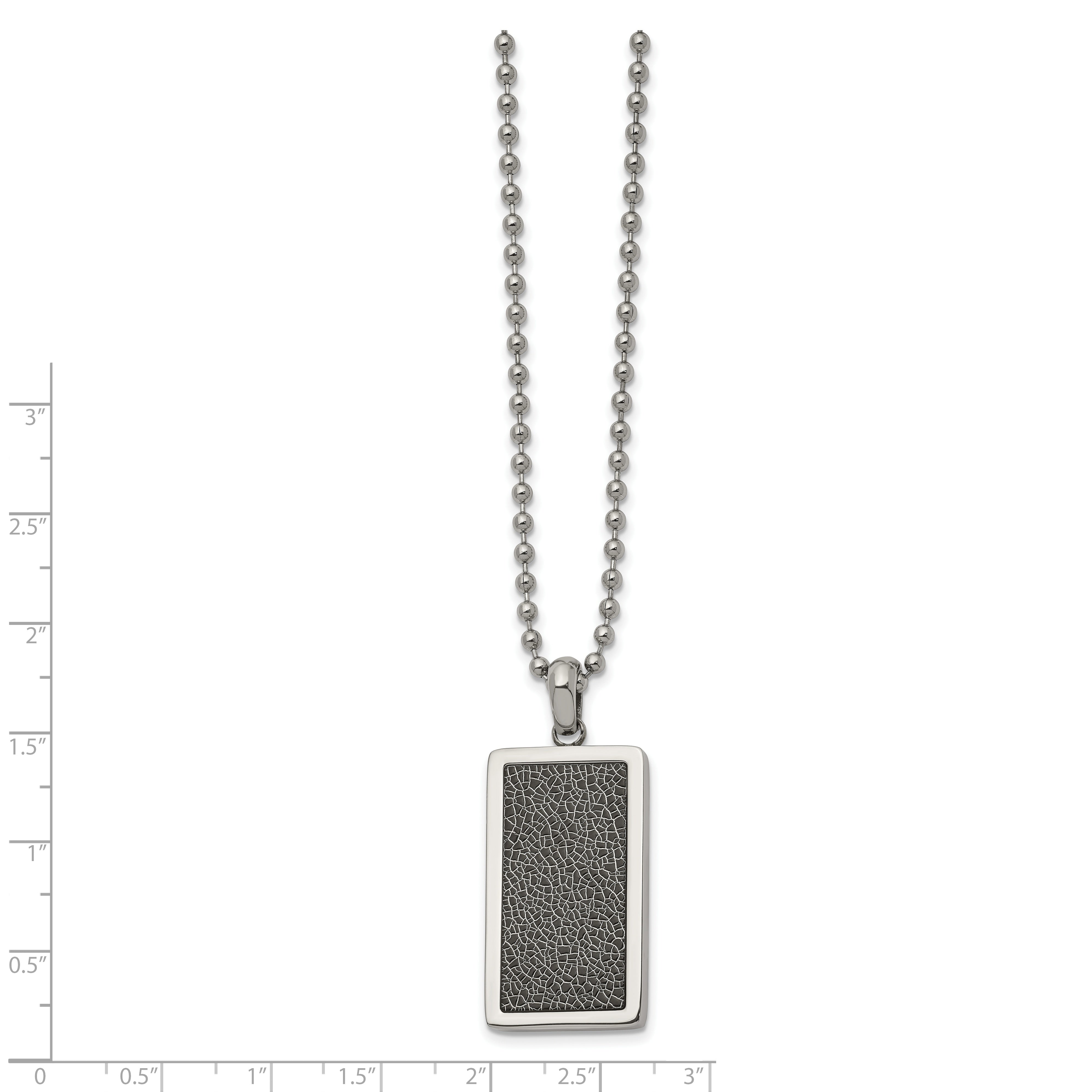 Chisel Stainless Steel Polished with Black Stoving Varnish Rectangle Dog Tag on a 22 inch Ball Chain Necklace Secondary image