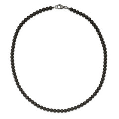 Chisel Stainless Steel Brushed with Black Agate and  Antiqued Clasp 27 inch Necklace