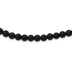 Chisel Stainless Steel Brushed with Black Agate and  Antiqued Clasp 27 inch Necklace